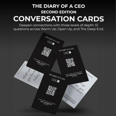 The Diary of a CEO Conversation Cards open-up prompts to deepen emotional sharing on date nights.