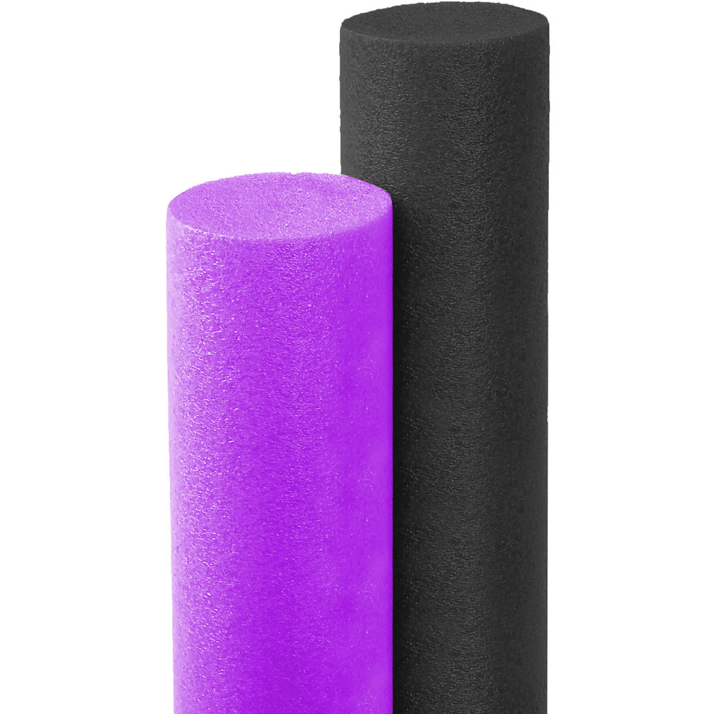 The Dreidel Company floating pool noodles in black and purple, 52-inch 2-pack for vivid pool fun.