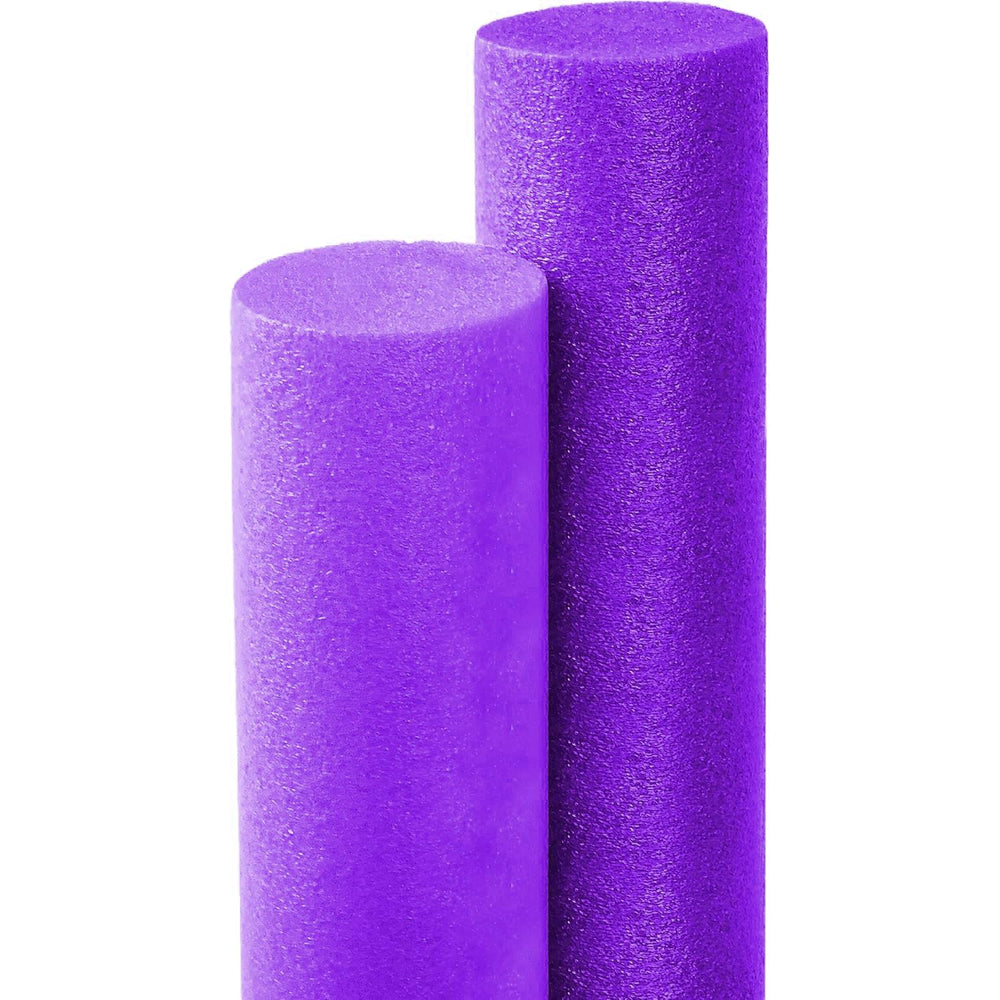 The Dreidel Company purple pool noodle provides buoyant support for pool lounging.