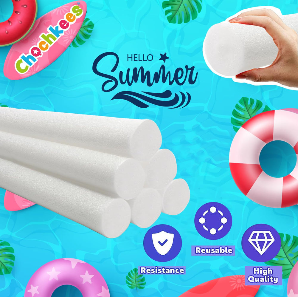 The Dreidel Company red foam noodle provides thick support for water play.
