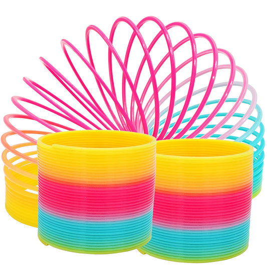 The Dreidel Company plastic multicolor coil spring toy for goody bags and playful stairs fun.
