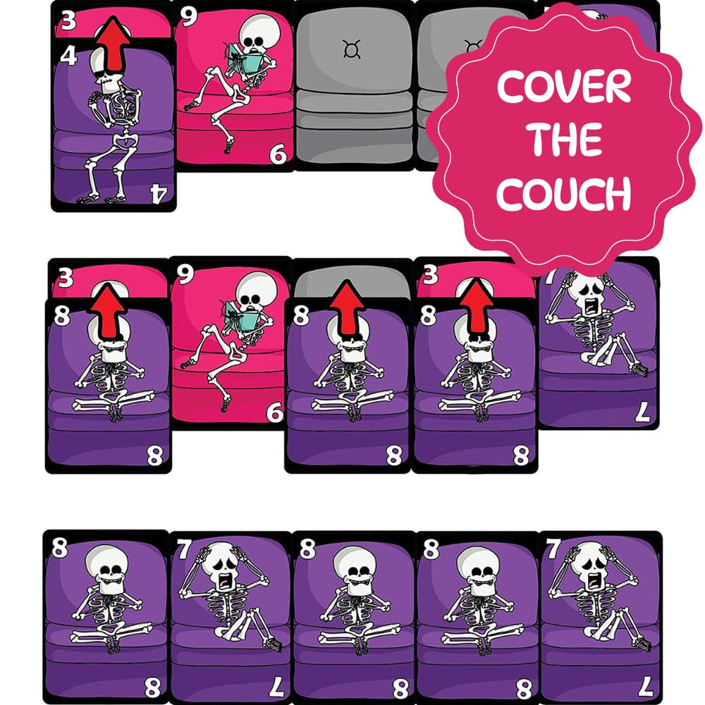 The Dusty Tophat Couch Skeletons two-player table setup for cozy couch nights.