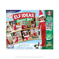 The Elf on the Shelf 24-Day Super Set props pack displayed for creative scenes.