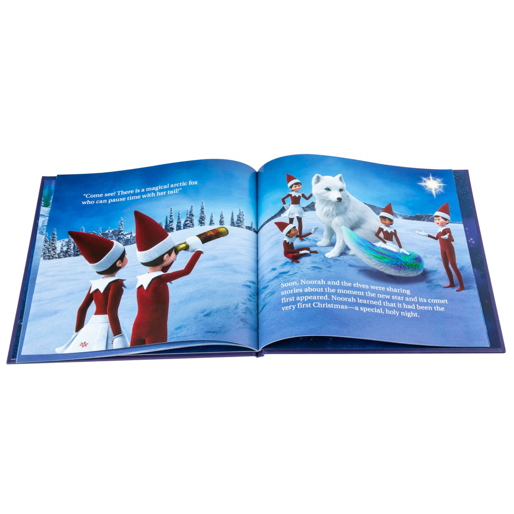 Noorah and the polar lights scene, a luminous moment for kids.