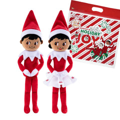 The Elf on the Shelf Plushee Pal Snuggler dark tone girl front view for cozy snuggles.