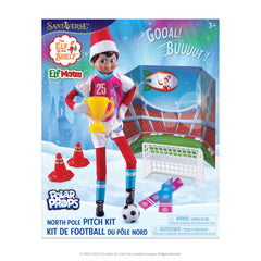 The Elf on the Shelf Polar Props North Pole Pitch Kit pitch layout for festive soccer adventures.