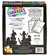 The Speed Charades rule booklet showing simple, fast setup