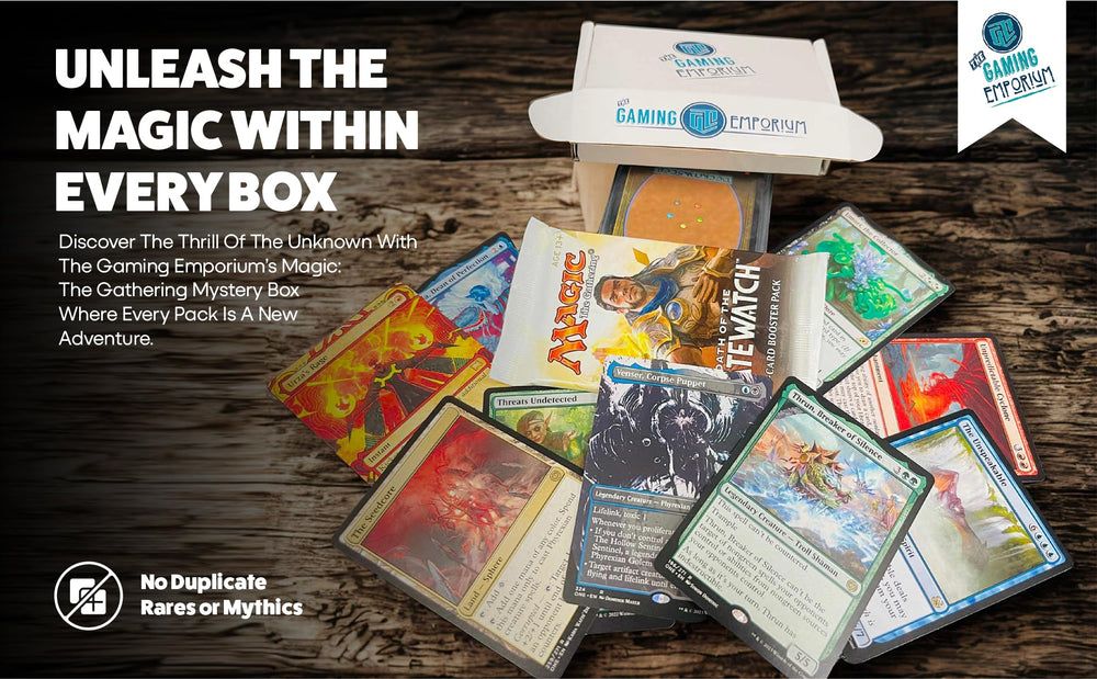 The Gaming Emporium MTG mystery box unopened pack fuels anticipation and collection growth.