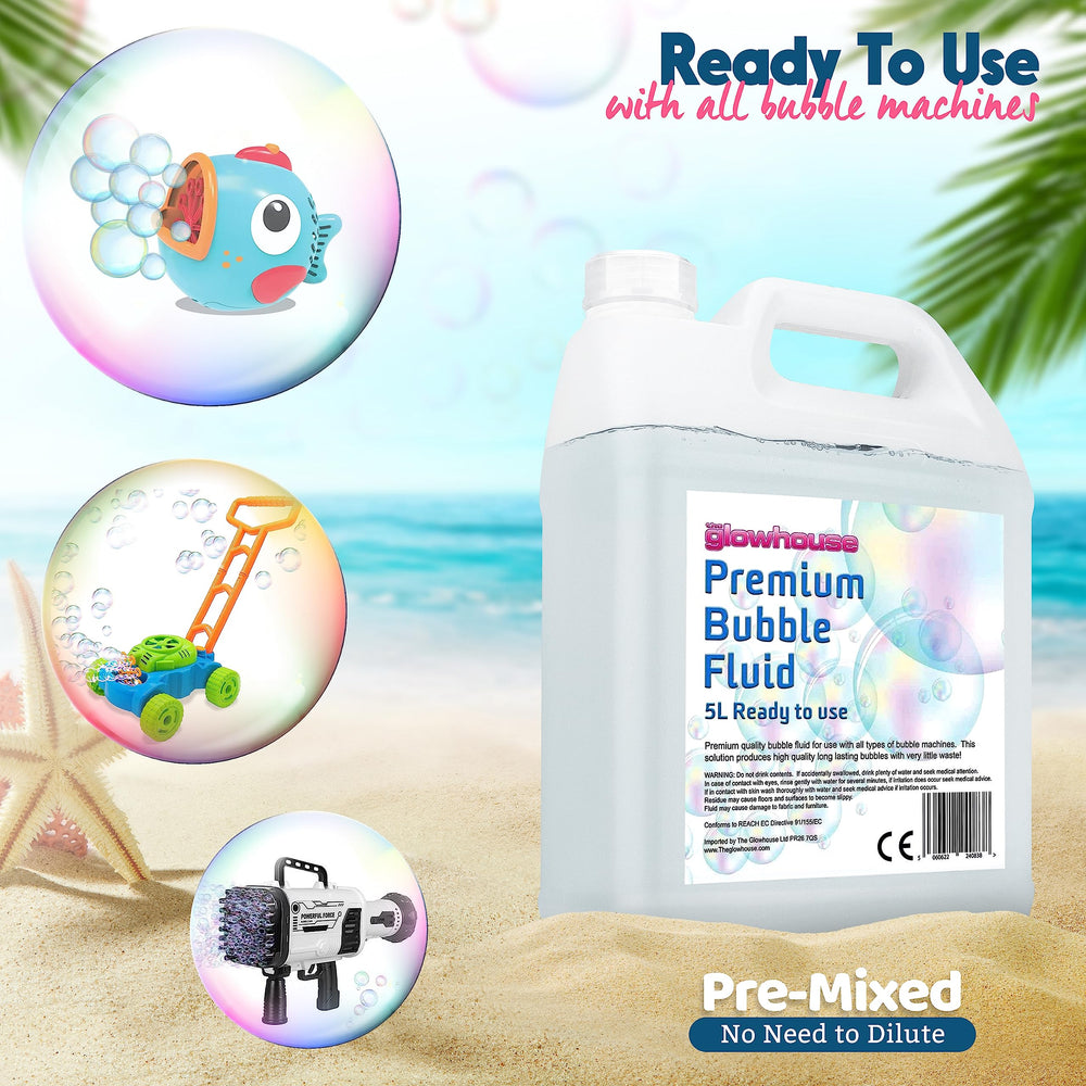Non-toxic Glowhouse bubble solution for outdoor bubble fun and playtime.