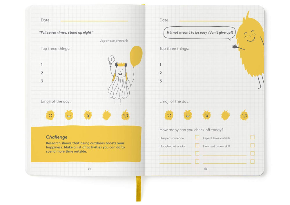 The HappyMe Journal school-desk-ready layout supports focused writing during class or study time.