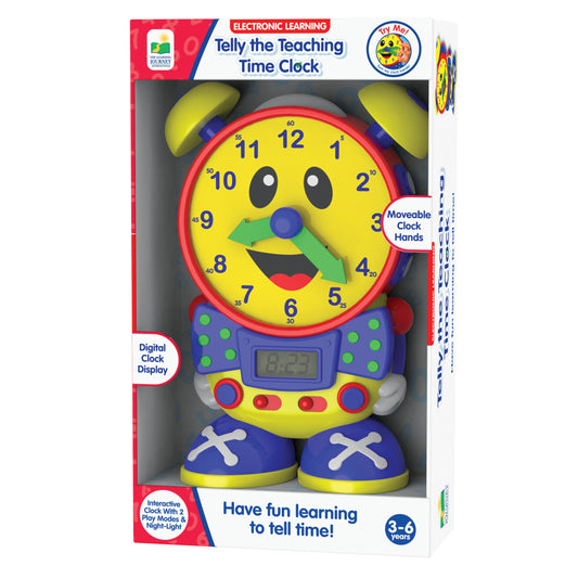 The Learning Journey Telly teaching time clock front view with bright colors for engaging time learning