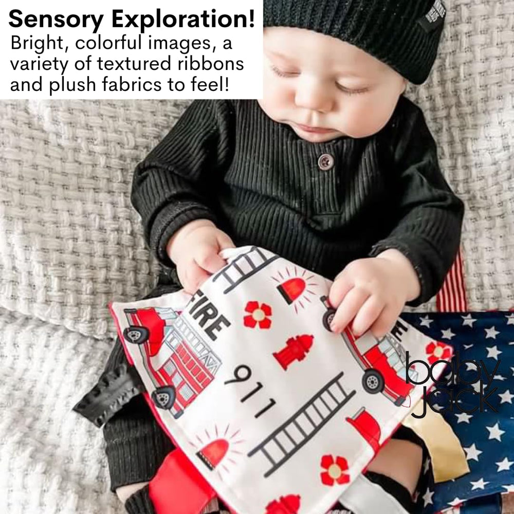 The Learning Lovey fire lovey pattern with bright colors supports learning