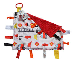 The Learning Lovey firefighter 14x18 size ideal for cuddling and travel.