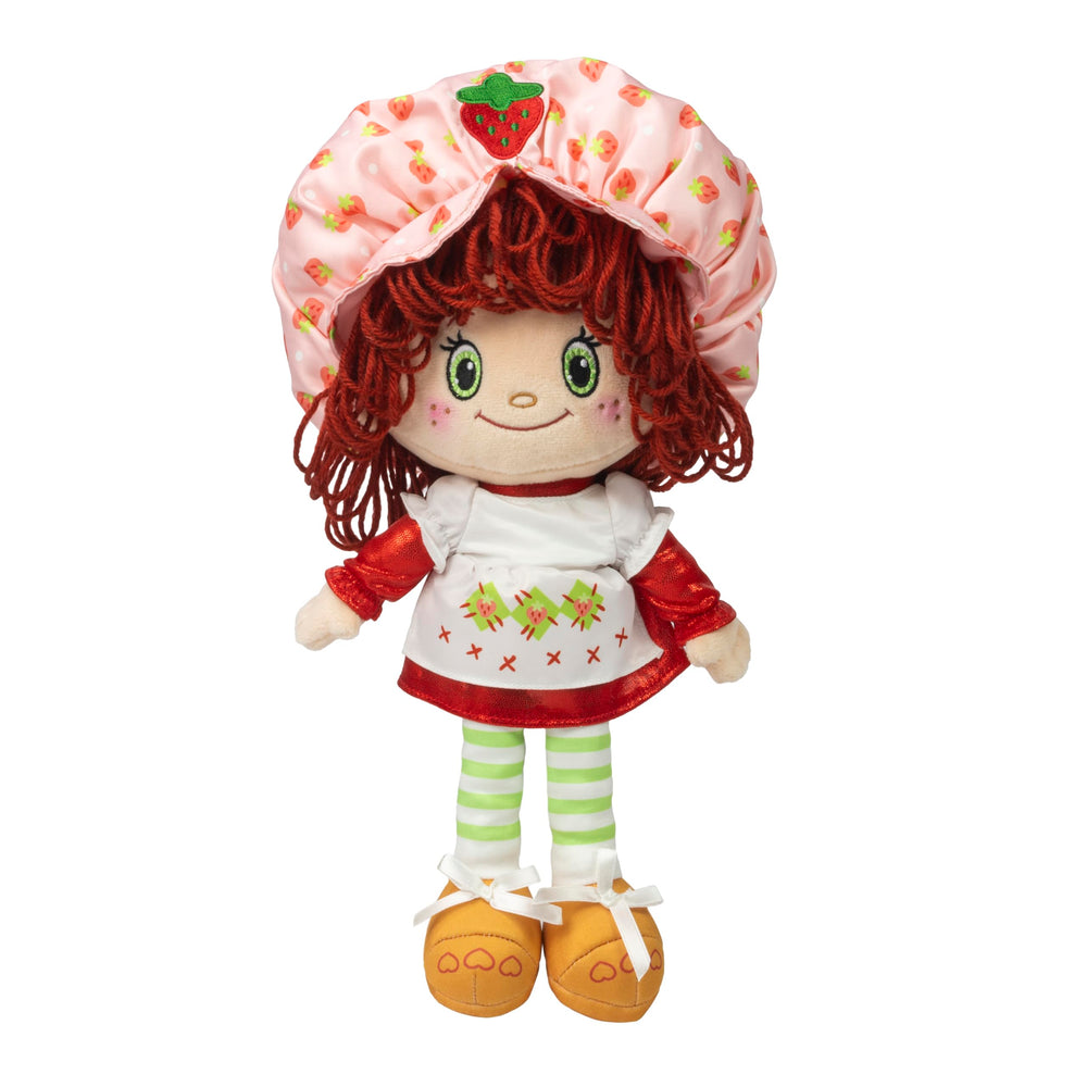 The Loyal Subjects Strawberry Shortcake 14-inch doll, soft plush body for bedtime snuggles.