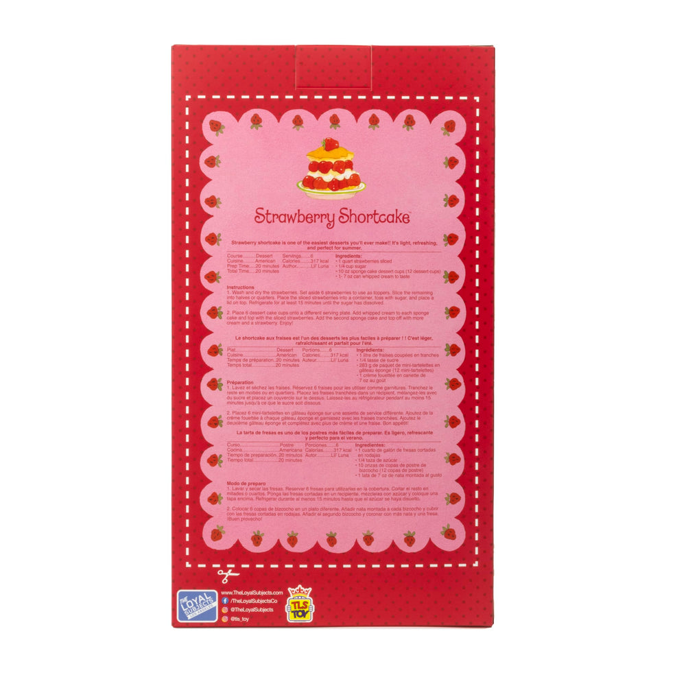 The Loyal Subjects Strawberry Shortcake glitter fabric outfit invites magical play.