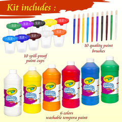 The Mega Deals paint set includes 10 cups with lids for organized, mess-free painting.