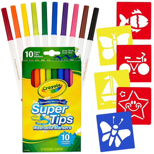 The Mega Deals Super Tip Markers provide vibrant colors for kids' arts and crafts.