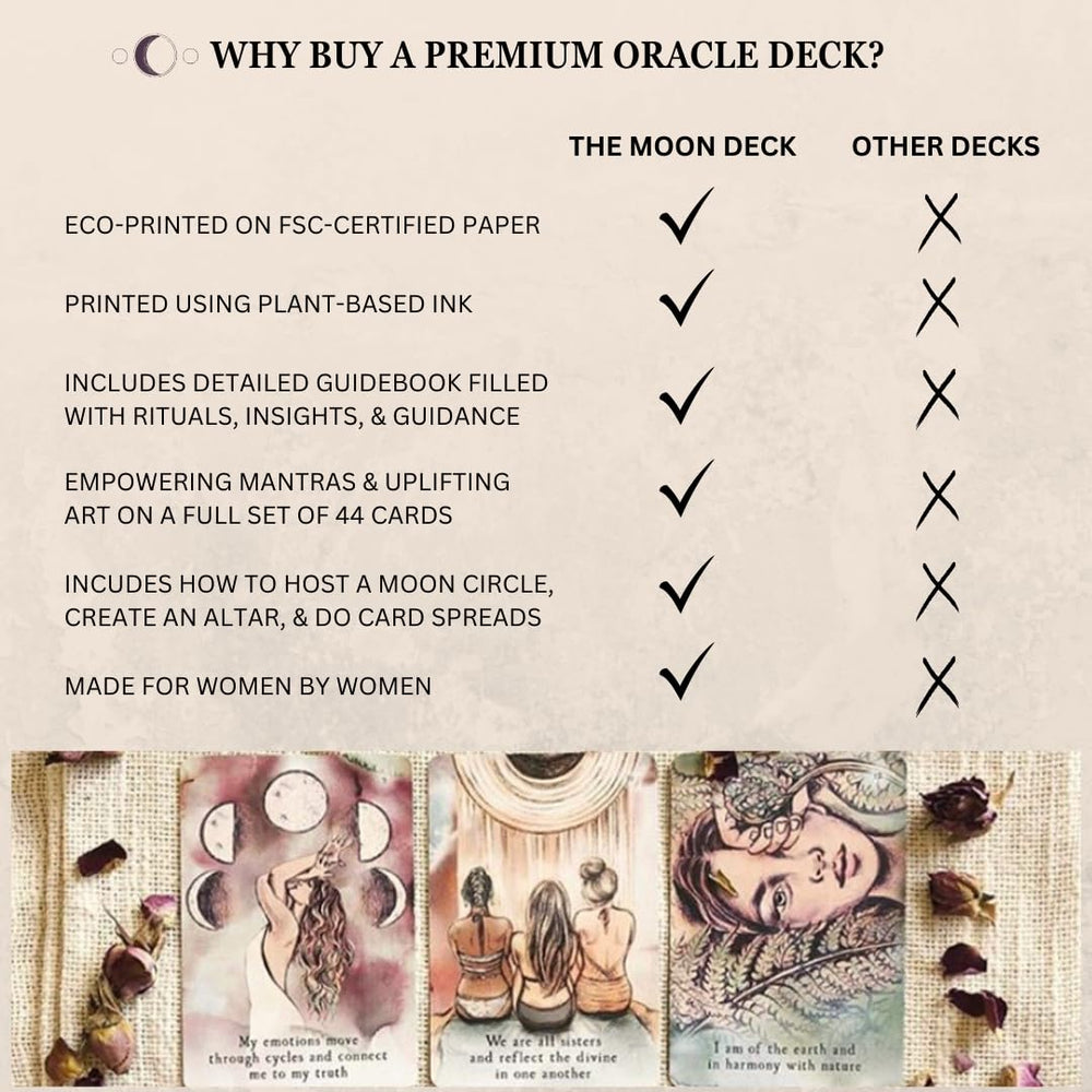The Moon Deck soft-touch matte cards in hand, premium feel
