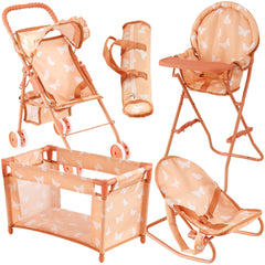 The New York Doll Collection 4-in-1 stroller with butterfly design, ideal for on-the-go play.