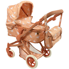 The New York Doll Collection stroller with beige butterfly design for imaginative play
