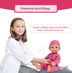 The New York Doll Collection light-up heartbeat stethoscope enhances realistic medical role play.