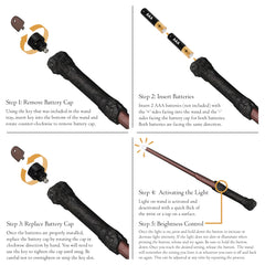 The Noble Collection Harry Potter Illuminating Wand battery-cap removal shows authentic prop hardware.