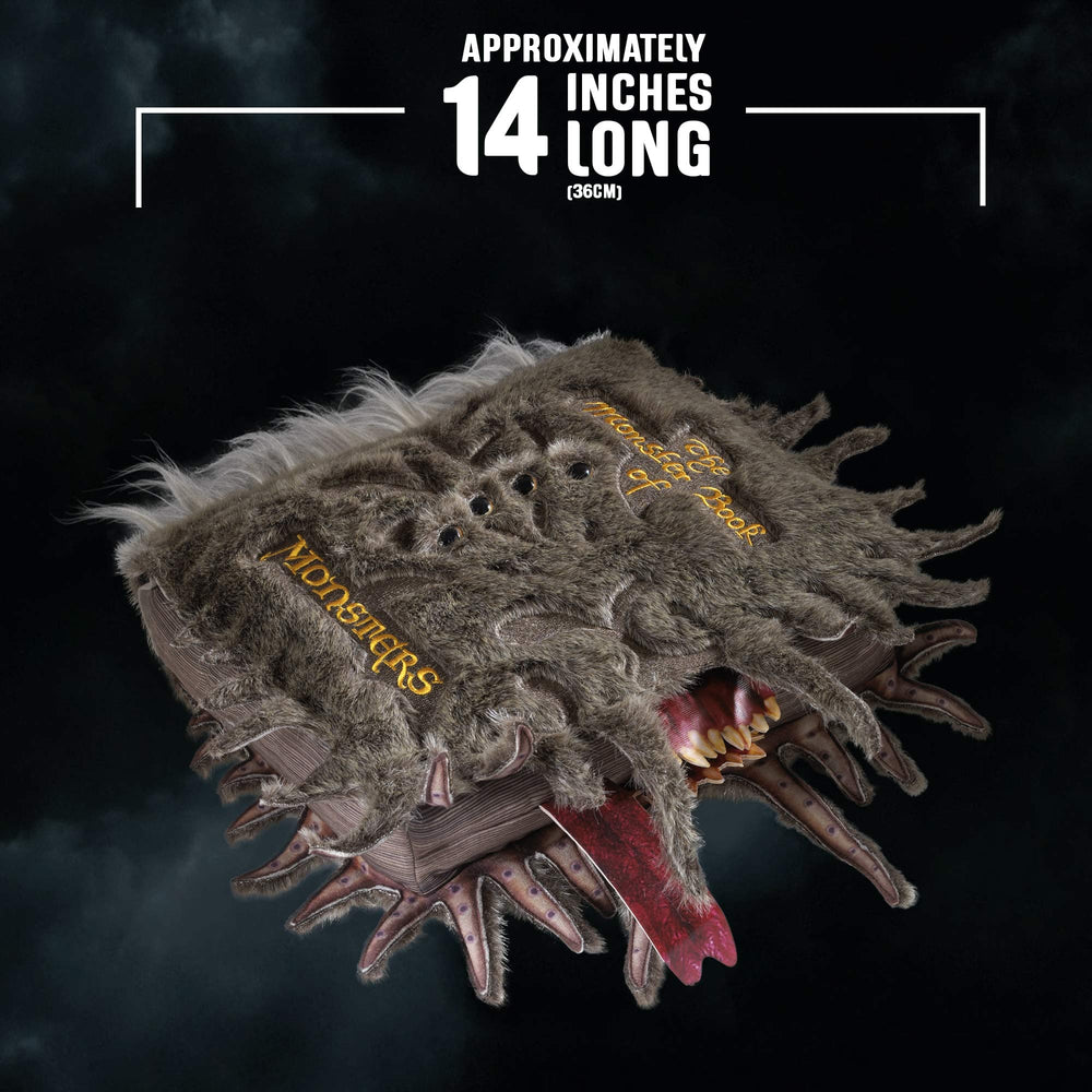 The Noble Collection Monster Book of Monsters plush fabric texture close-up, soft to touch.