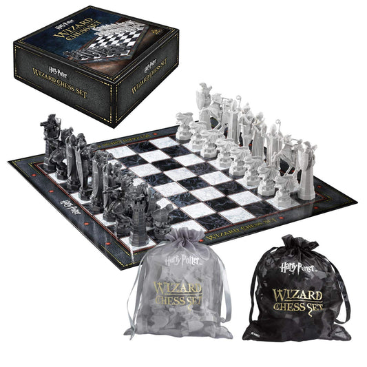 The Noble Collection board with marble texture for a premium Harry Potter chess display.