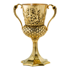 The Noble Collection Hufflepuff Cup die-cast replica for display.