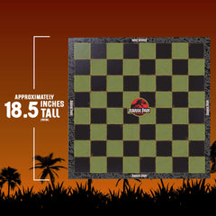 Board edge logos and dinosaur pieces create display worthy appeal.