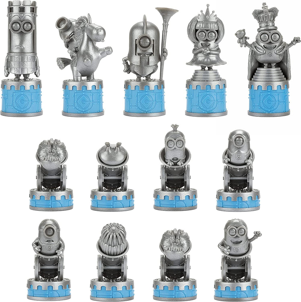 The Noble Collection Minions chess set Agnes’ Fluffy Unicorn piece adds playful charm.