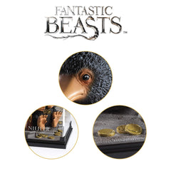 The Noble Collection Niffler No.1 display case emphasizes compact display footprint.
