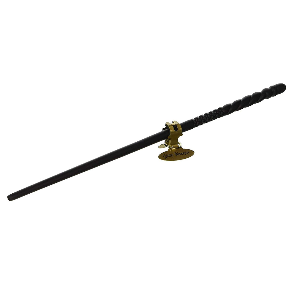 The Noble Collection Ginny Weasley wand detail with hand-painted finish for display.