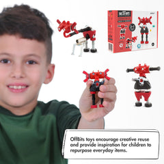 Kids assemble model-building projects with ArtBit during hands-on play.
