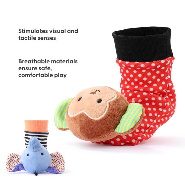 The Peanutshell hand rattle invites little hands to explore and grasp.