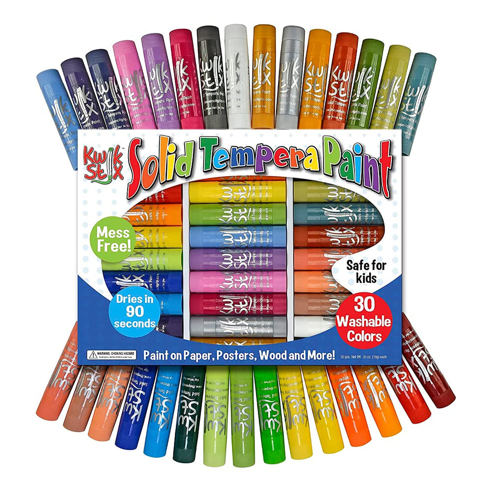 The Pencil Grip Kwik Stix quick-dry 90-second tip dries fast on crafts.