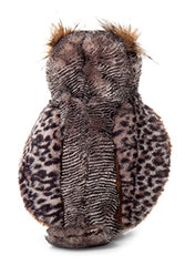 The Petting Zoo horned owl plush beak enhances lifelike charm for pretend scenes.