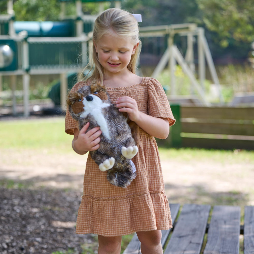 The Petting Zoo horned owl plush soft texture invites long hugs.