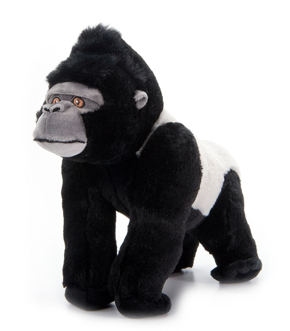 The Petting Zoo silverback gorilla plush face shows lifelike details for imaginative play