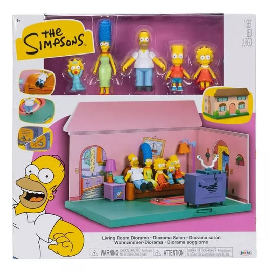 The Simpsons diorama living room playset couch enables immersive family storytelling.