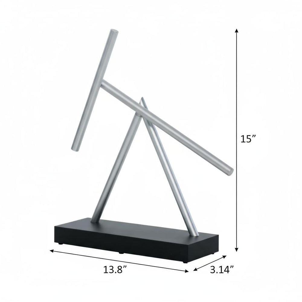 The Swinging Sticks side view highlights smooth rotation for office ambiance.