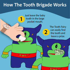 The Tooth Brigade tooth fairy pillow back view highlights soft plush and easy under pillow layout.