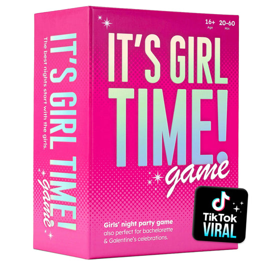 The World Game Itβs Girl Time card spread for group bonding and laughs.