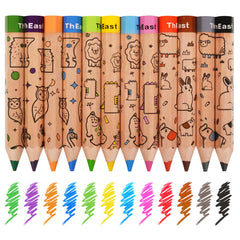ThEast Toddlers Colored Pencils in 12 colors for bright kid-friendly drawings
