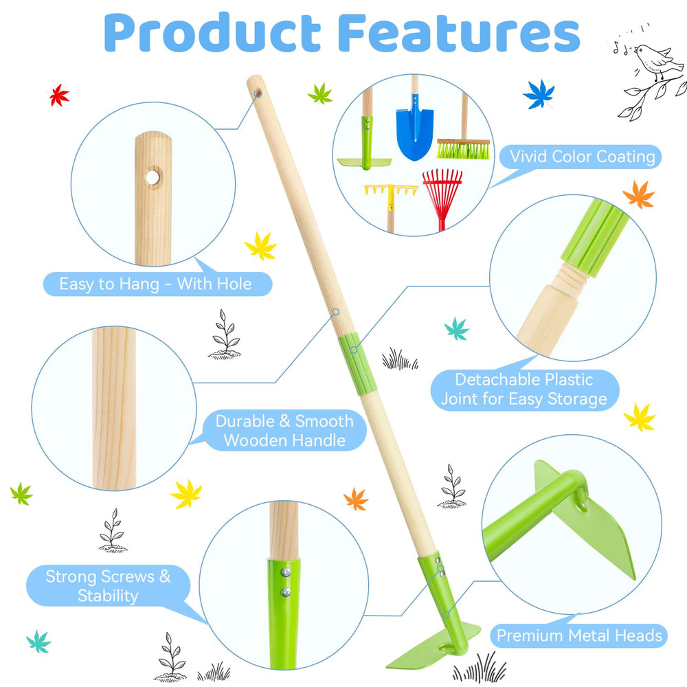 Theefun Kids Garden Tool Set leaf rake promotes outdoor play and nature exploration