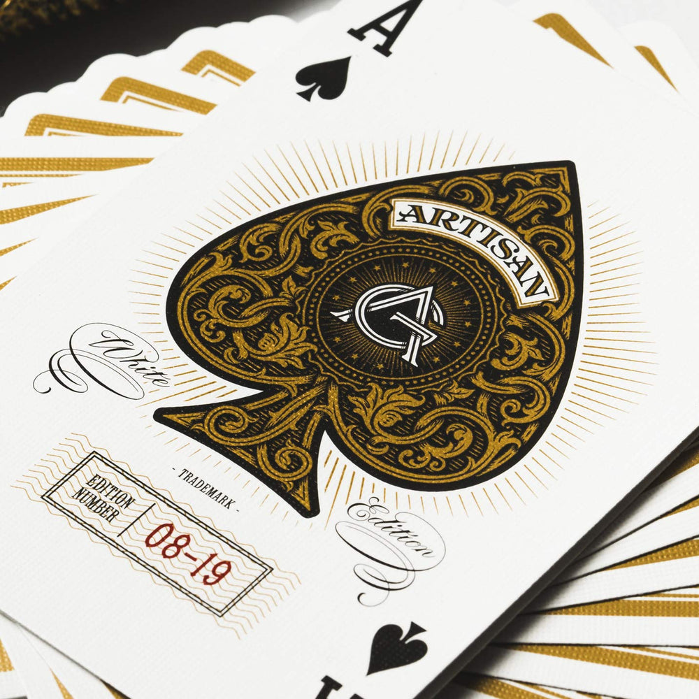 theory11 Artisan Playing Cards White Edition red tax-stamp seal visible
