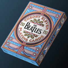 theory11 Beatles blue deck box back featuring foil accents and bold design