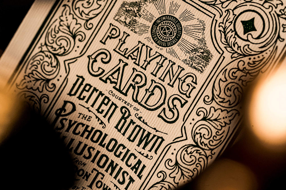 theory11 Derren Brown playing cards box detail reflects luxury packaging and mindful materials.