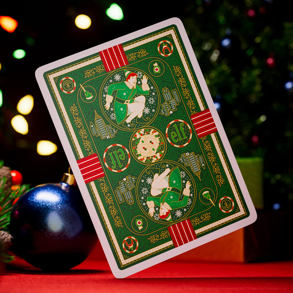 The theory11 Elf Playing Cards packaging—gift-ready presentation for holiday gifting.
