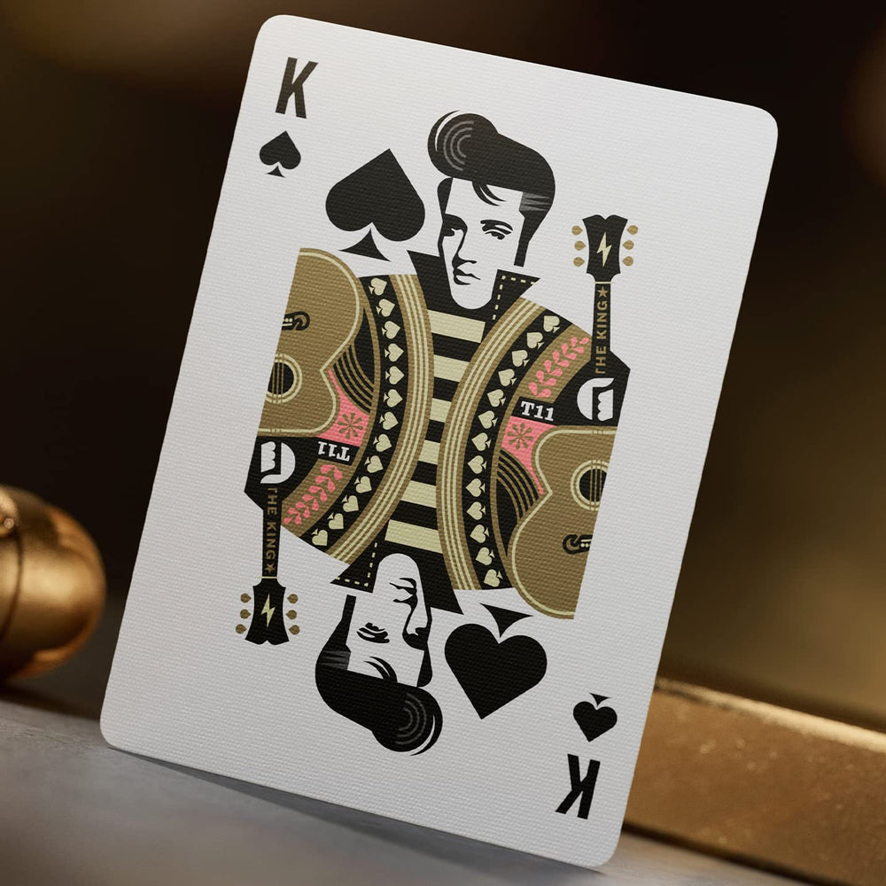 Theory11 Elvis Playing Cards back design features bold visuals for dramatic shuffles.